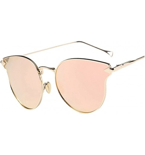 Cat Eye Over-sized Cat Eye Mirrored Sunglasses - Rose Gold - C618H4DT832 $13.23