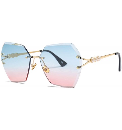Semi-rimless Luxury RimlSunglasses Women Irregular Trimmed Eyewear Pearl Metal Frame Sun Glasses UV400 Ss726 - C5 - CE197Y6MR...