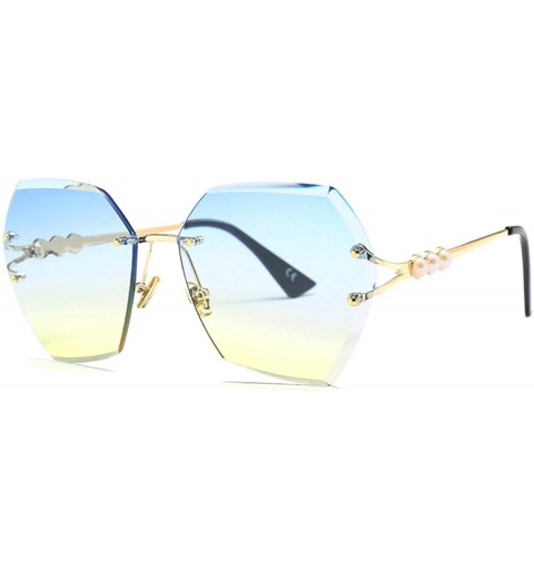 Semi-rimless Luxury RimlSunglasses Women Irregular Trimmed Eyewear Pearl Metal Frame Sun Glasses UV400 Ss726 - C5 - CE197Y6MR...