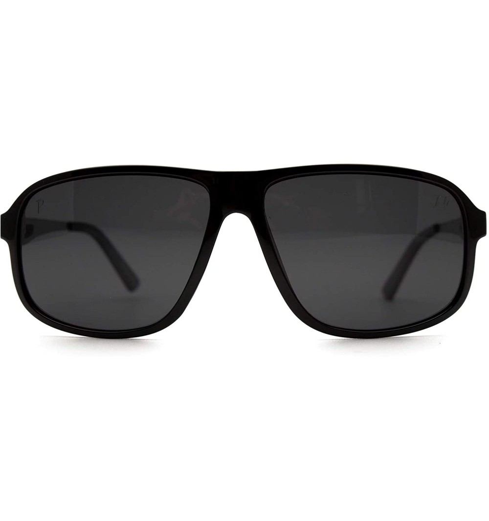 Rectangular p591 Trendy Rectangular Polarized- for Mens 100% UV PROTECTION - Black-black - C9192THOHCU $24.99