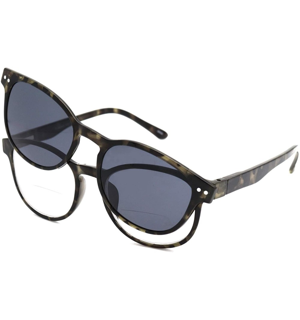 Wayfarer Clear Bifocal + Polarized Magnetic Clip on - Polarized Sunglasses New Arrived - C118LMGI45Q $23.94