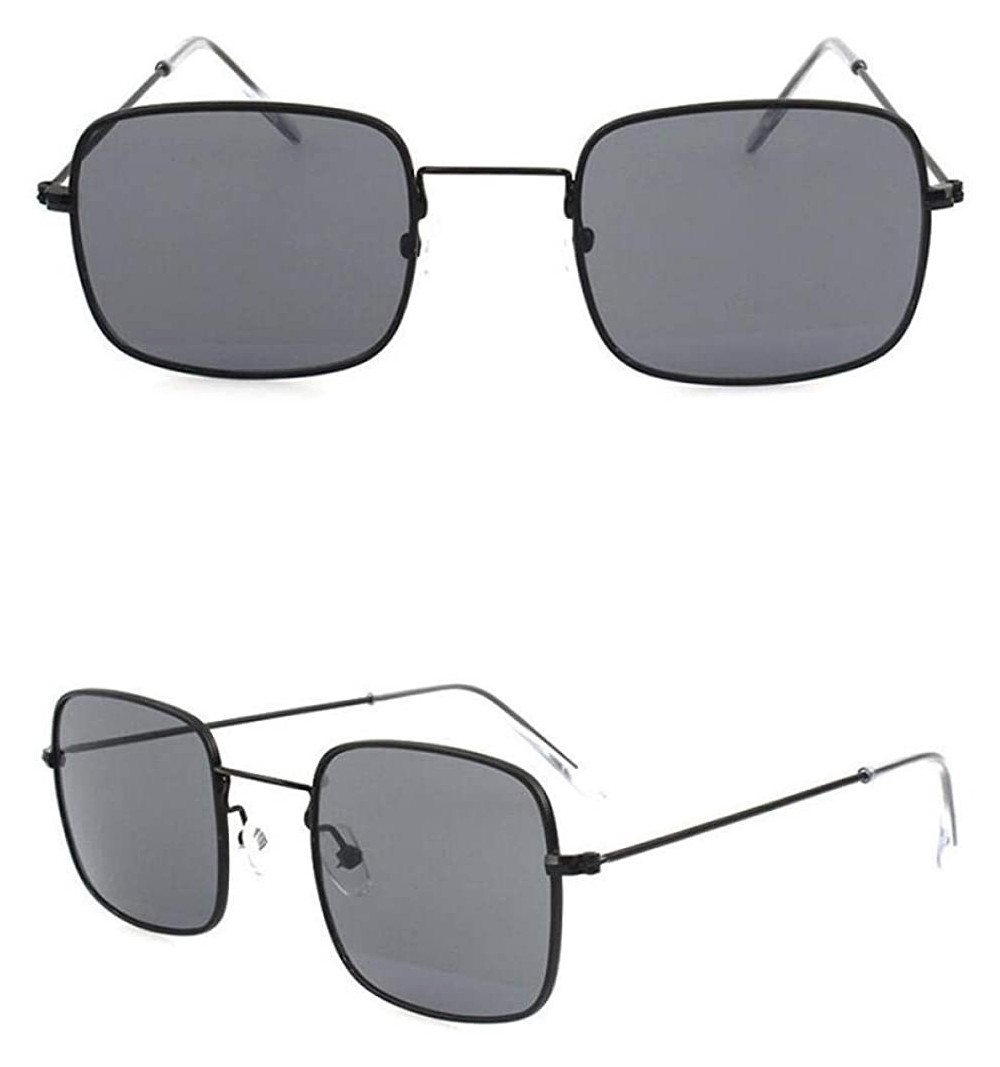 Aviator 2019 Square Sunglasses Women Men Retro Fashion Rose Gold Sun Glasses Black - Black - CG18XE0KITE $9.48