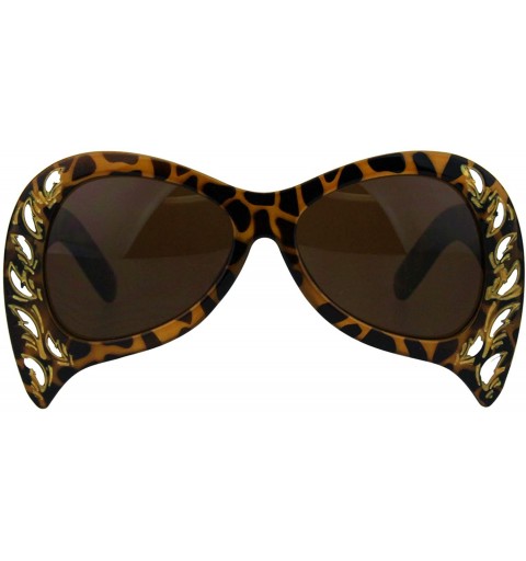 Oversized Masquerade Mask Style Sunglasses Unique Upside Down Fashion UV 400 - Tortoise (Brown) - CS18IEEWM3X $13.25