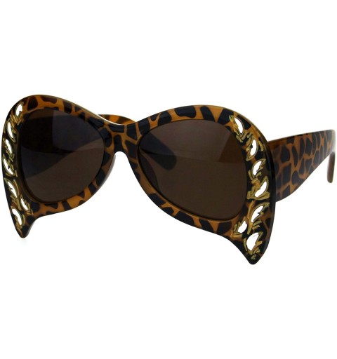 Oversized Masquerade Mask Style Sunglasses Unique Upside Down Fashion UV 400 - Tortoise (Brown) - CS18IEEWM3X $13.25