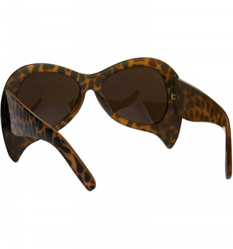 Oversized Masquerade Mask Style Sunglasses Unique Upside Down Fashion UV 400 - Tortoise (Brown) - CS18IEEWM3X $13.25