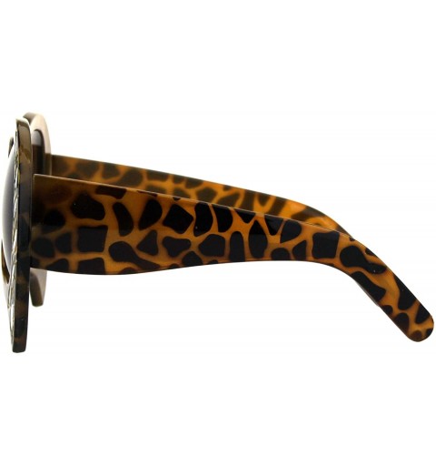 Oversized Masquerade Mask Style Sunglasses Unique Upside Down Fashion UV 400 - Tortoise (Brown) - CS18IEEWM3X $13.25