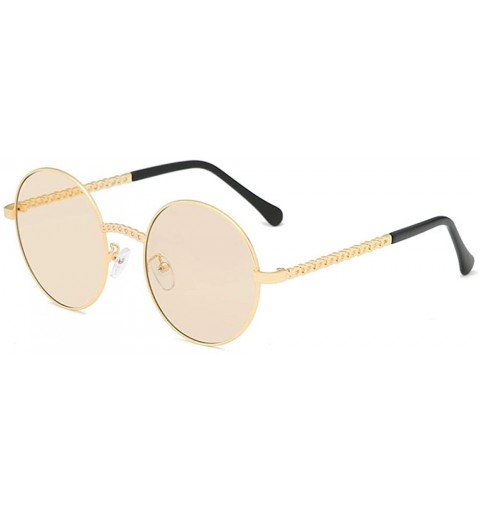 Aviator Vintage Round Frame Sunglasses Fashion Chain Terms Sunglasses Female Wild Sunglasses - CP18XMSKC93 $38.47