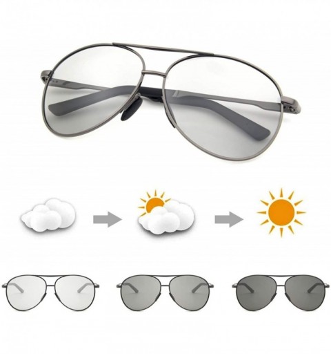 Aviator Men's Aviator Color Photochromic Polarized Sunglasses Anti-glare UV400 Protection - Gray Frame Photochromic Lens - CO...