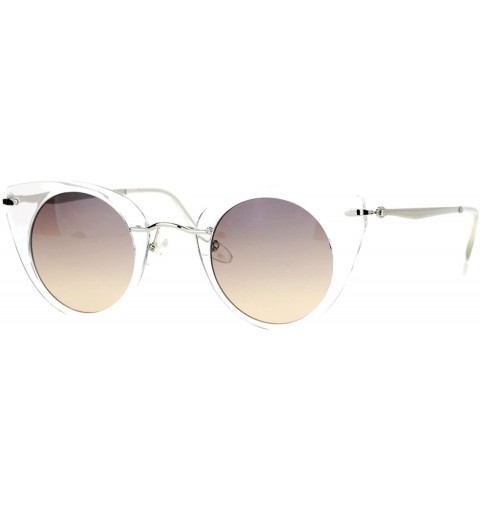Round Womens Fashion Sunglasses Round Cateye Clear Frame Ombre Gradient Lens - Clear - C3187IDTX99 $8.22