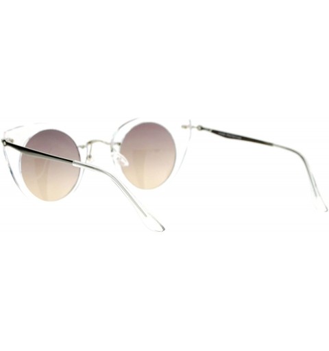 Round Womens Fashion Sunglasses Round Cateye Clear Frame Ombre Gradient Lens - Clear - C3187IDTX99 $8.22
