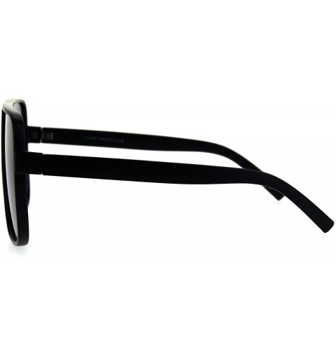 Sport Mod Minimal Large Rectangular Racer Sport Plastic Sunglasses - Solid Black - CN185NO7U7O $8.89