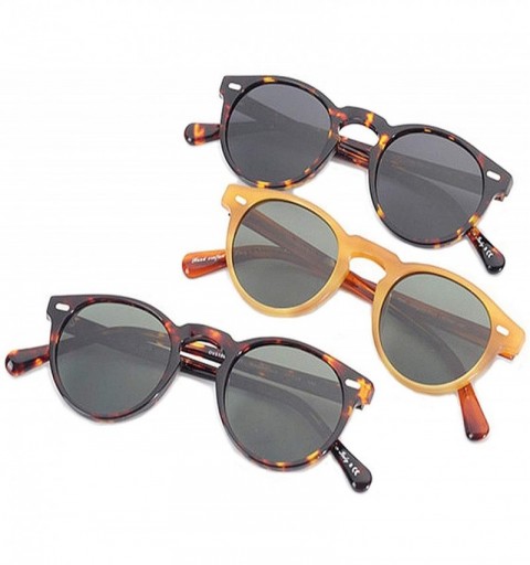 Goggle Sunglasses Retro Round Frame Men Polarized Vintage Eyeglasses Women Driving Glasses Light Acetate Eyewear - CG197Y7MTG...