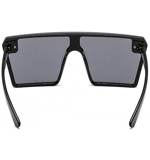 Oversized Luxury Brand Designer Oversized Sunglasses Women Flat Top Square Frame Shades - Black - CV18LCTX5C0 $14.85