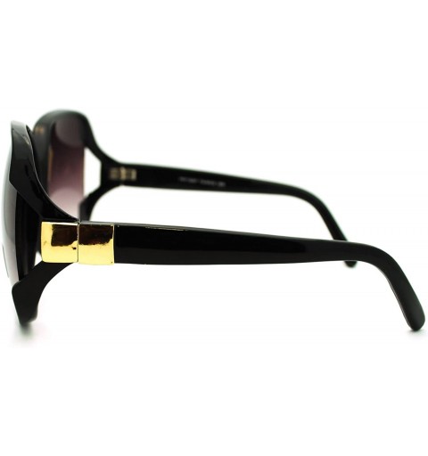 Rectangular Womens Extra Oversized Round Designer Fashion Butterfly Sunglasses Black - CE11LZBE2PJ $10.12