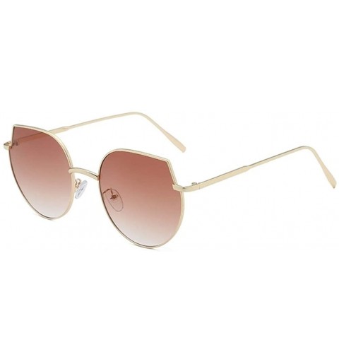 Oversized Women Cat Eye Sunglasses Metal Oversized Sun Glasses Eyewear Trend UV400 - Gold Gradual Tea - CQ190395267 $11.89