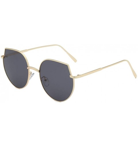 Oversized Women Cat Eye Sunglasses Metal Oversized Sun Glasses Eyewear Trend UV400 - Gold Gradual Tea - CQ190395267 $11.89