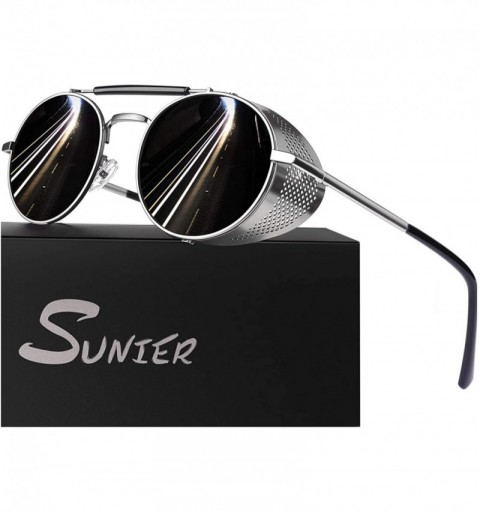 Goggle Retro Round Polarized Steampunk Sunglasses Side Shield Goggles Gothic S92-ADVANCED POLARIZED - C418X4UQXHE $9.61