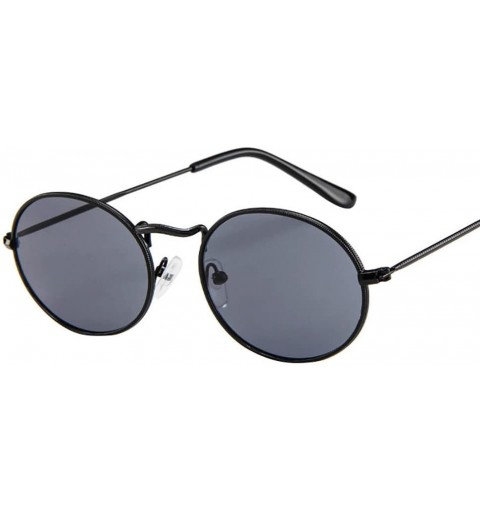 Oval Vintage Retro Oval Sunglasses Ellipse Metal Frame Glasses Trendy Fashion Shades (A) - A - CS195NKWM97 $10.51