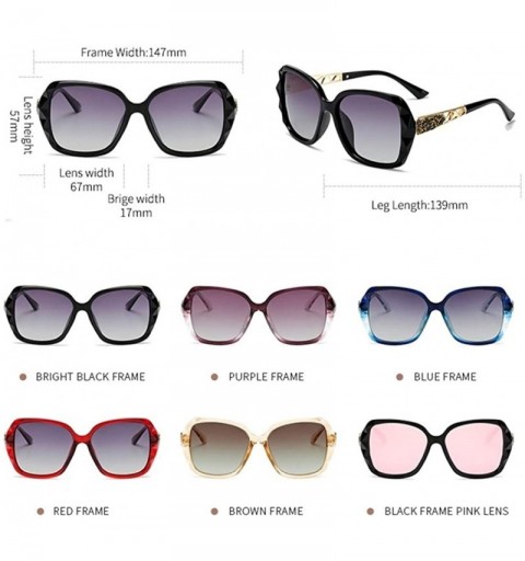 Oversized Women Vintage Polarized Sunglasses Oversized Square Gradient Sun Glasses Female Eyewear UV400 - Red Frame - C7199O0...