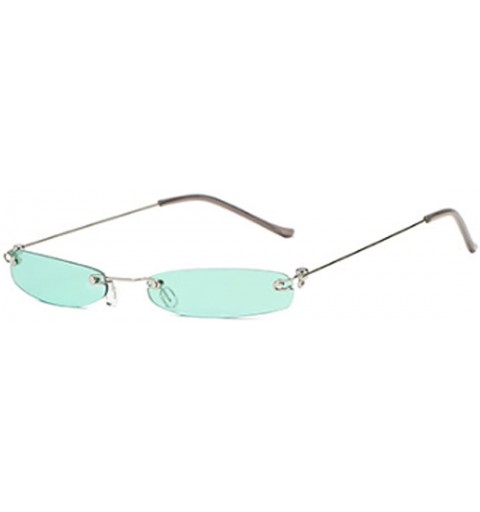 Oval Vintage Small Sunglasses Rectangular Metal Rimless for Men and women - Green - CQ18G77W0KI $8.13