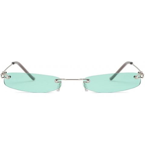 Oval Vintage Small Sunglasses Rectangular Metal Rimless for Men and women - Green - CQ18G77W0KI $8.13