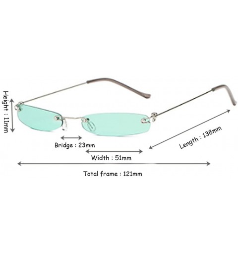 Oval Vintage Small Sunglasses Rectangular Metal Rimless for Men and women - Green - CQ18G77W0KI $8.13