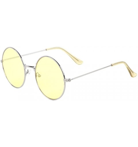 Oversized XL Round Oversized Classic Lennon Circle Lens Sunglasses - Silver Frame - C6180ZZ4MAI $20.70