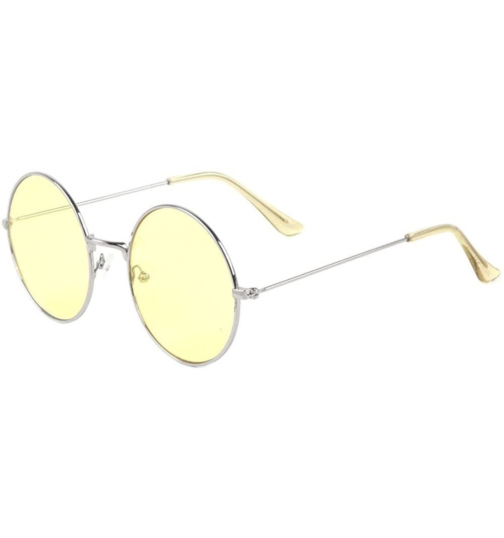 Oversized XL Round Oversized Classic Lennon Circle Lens Sunglasses - Silver Frame - C6180ZZ4MAI $11.69