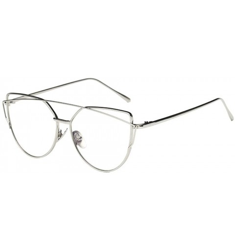 Goggle Glasses for Women Men Irregular Wire Glasses Retro Glasses Eyewear Metal Glasses Goggles - Silver - CP18QXGLTOE $16.61