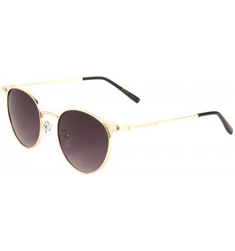 Round Round Thin Frame Cat Ears Sunglasses - Smoke Gold - C6197U678UC $17.02