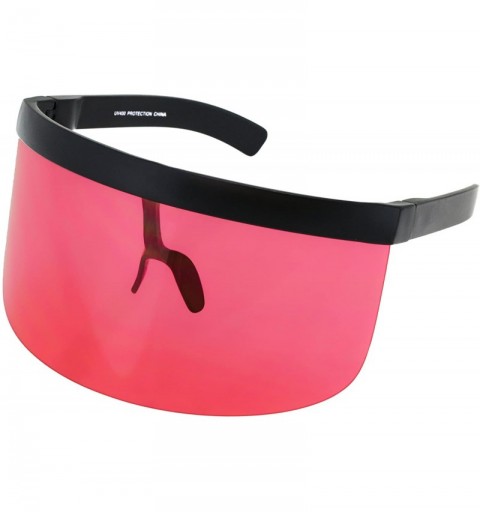 Shield Futuristic Oversize Shield Visor Sunglasses Flat Top Mirrored Mono Lens 172mm - Red - C711HWM0QOV $29.20
