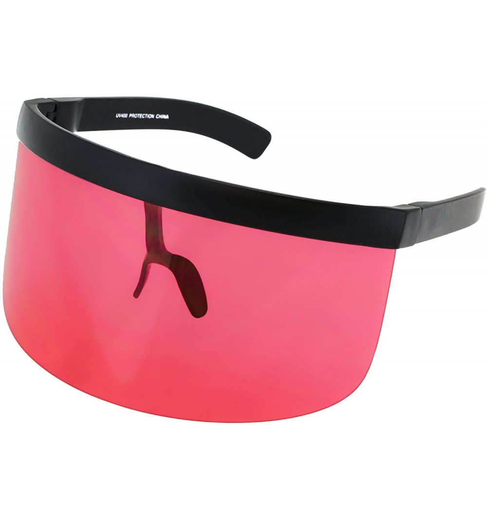Shield Futuristic Oversize Shield Visor Sunglasses Flat Top Mirrored Mono Lens 172mm - Red - C711HWM0QOV $18.20