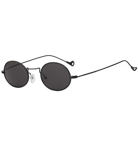 Oval Retro Vintage Oval Small Metal Frame Sunglasses Tinted Lens Shades - Black-smoke - CH18HAZQKT2 $11.78