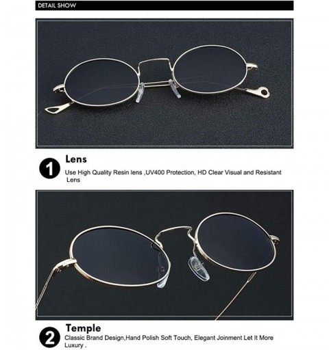 Oval Retro Vintage Oval Small Metal Frame Sunglasses Tinted Lens Shades - Black-smoke - CH18HAZQKT2 $11.78
