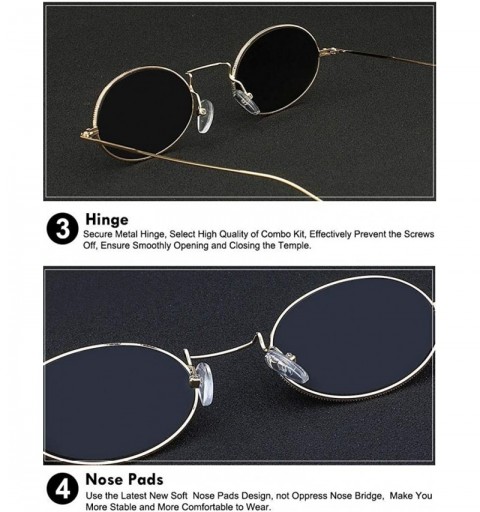 Oval Retro Vintage Oval Small Metal Frame Sunglasses Tinted Lens Shades - Black-smoke - CH18HAZQKT2 $11.78