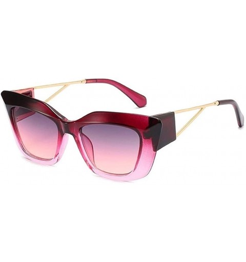 Cat Eye Thick Frame Cat Eye Sunglasses for Women Square Steampunk Shades Gradient Lens - Red Purple - CL1906DNIOX $13.29