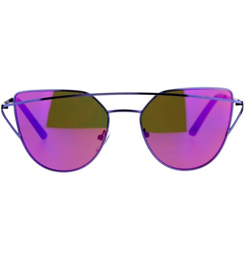 Cat Eye Mirror Unique Color Double Wire Brow Cat Eye Sunglasses - Gold Purple - CC12JDH35IB $11.27