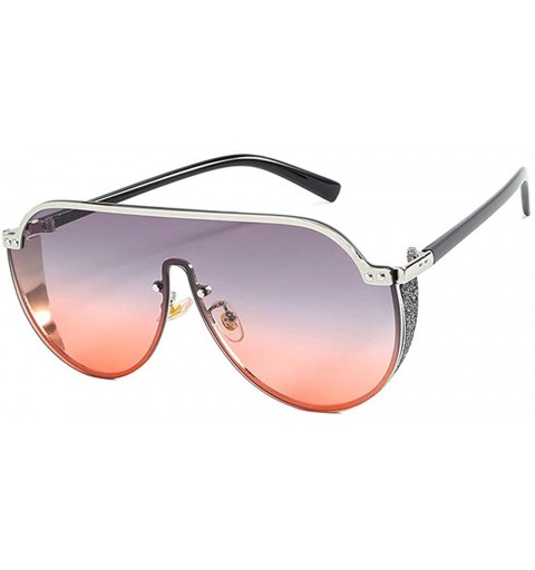 Square 2019 new fashion half frame punk unisex brand retro luxury men's driving sunglasses UV400 - Grey&red - CM18T3MTSAM $24.51