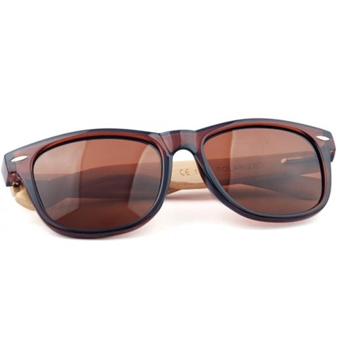 Wayfarer Polarized Sunglasses with Bamboo Arms - Brown - C0184O496QU $22.67