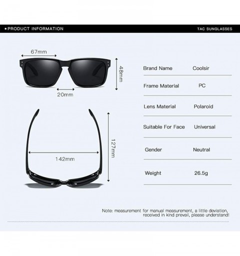 Square Sunglasses Unisex Polarized UV Protection Fishing and Outdoor Baseball Driving Glasses Retro Square Frame Fashion - CP...