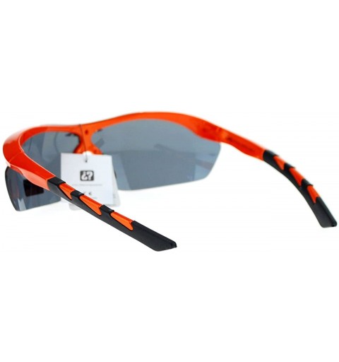 Wrap Sports Sunglasses Half Rim Rubber Nose/Temple Wrap Around UV 400 - Orange - C4126UDOD9V $9.61