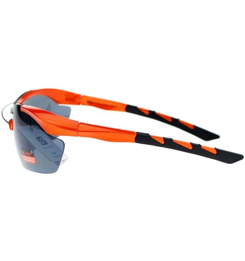 Wrap Sports Sunglasses Half Rim Rubber Nose/Temple Wrap Around UV 400 - Orange - C4126UDOD9V $9.61