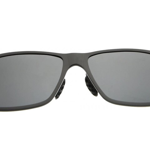 Square Polarized Sunglasses Mens Fashion Aluminum Magnesium Sun Glasses Driving Eyewear - Black/Black - CV185N9R8EM $9.06