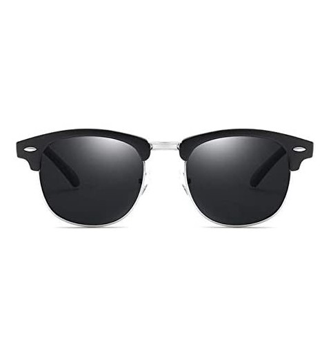 Semi-rimless Vintage Half Frame Semi-Rimless Sunglasses Men Women Classic Driving Sun glasses - Black Gold/Grey - CP197KXUR26...