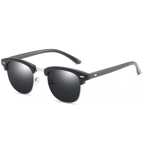 Semi-rimless Vintage Half Frame Semi-Rimless Sunglasses Men Women Classic Driving Sun glasses - Black Gold/Grey - CP197KXUR26...