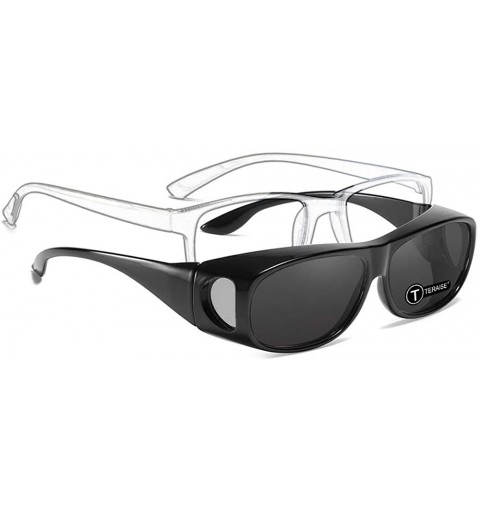 Goggle Fit Over Prescription Glasses Polarized Drivers Sunglasses UV400 - Black - CN18WSYSOH4 $35.88