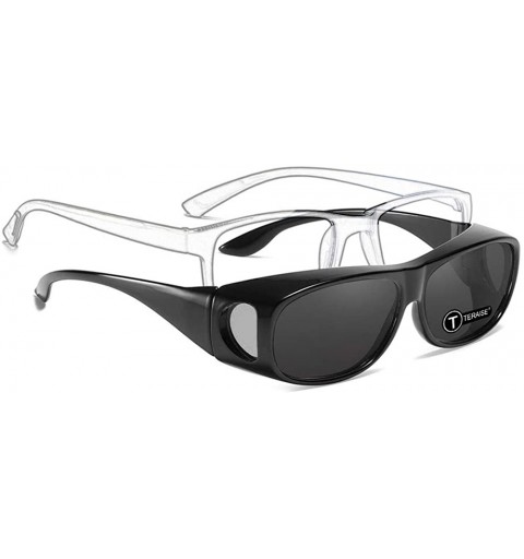 Goggle Fit Over Prescription Glasses Polarized Drivers Sunglasses UV400 - Black - CN18WSYSOH4 $20.70