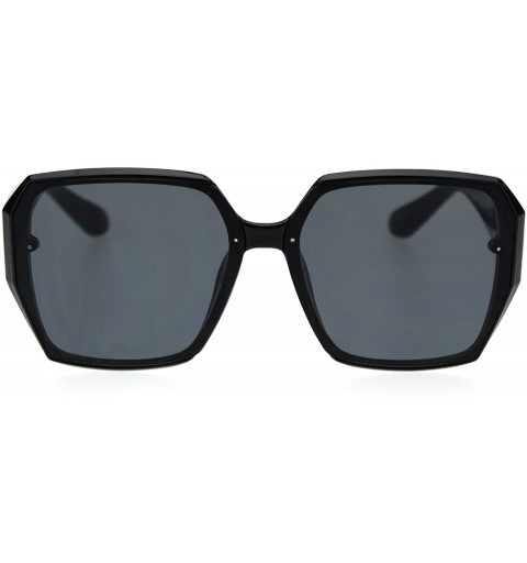 Square Womens Recess Panel Lens Octagonal Butterfly Plastic Fashion Sunglasses - All Black - CN18TM94STO $9.37