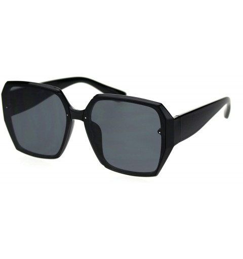 Square Womens Recess Panel Lens Octagonal Butterfly Plastic Fashion Sunglasses - All Black - CN18TM94STO $9.37