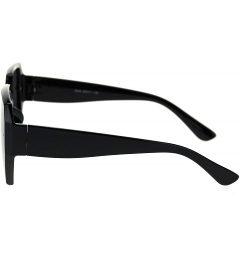 Square Womens Recess Panel Lens Octagonal Butterfly Plastic Fashion Sunglasses - All Black - CN18TM94STO $25.39